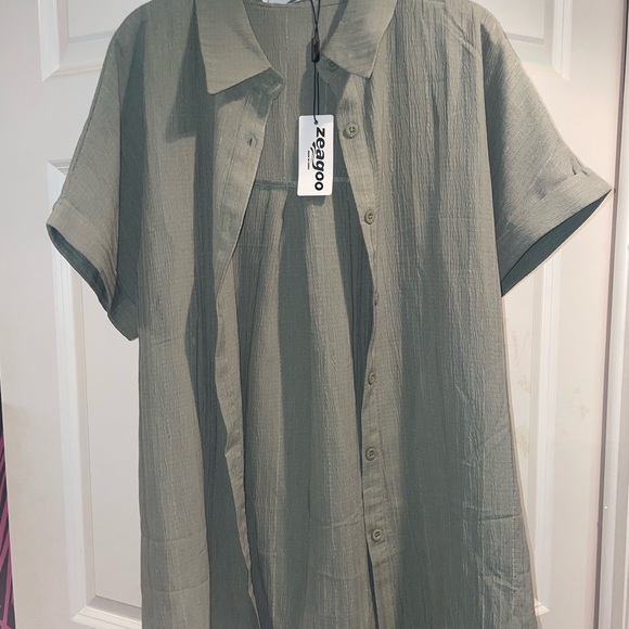 zeagoo Tops - Zagora Olive Green Short Sleeve Shirt